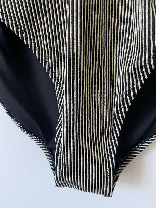 Next Striped Metallised Thread Bandeau Swimsuit Size 8 UK Removable Neck strap