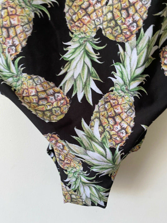 Next Basic Swimsuit Cross back Straps Pineapple Print Size 8 UK