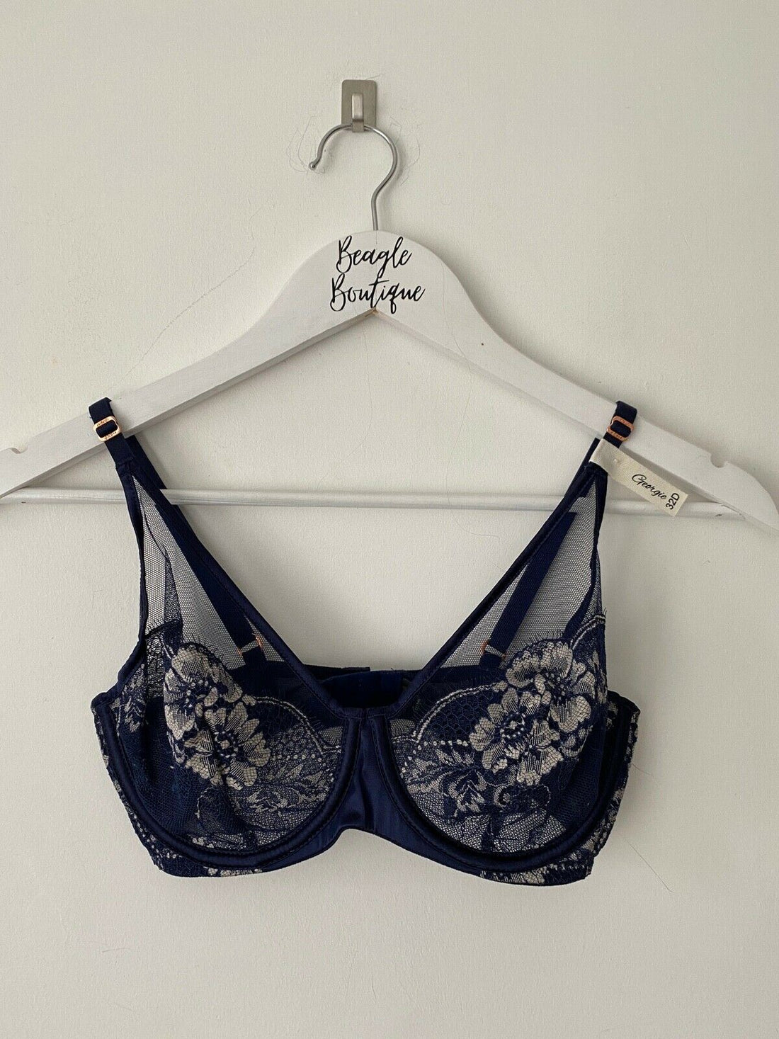 Next Georgie Lace Bra Dark Blue Size 32D RRP £22 26% Silk - BB Fashion Outlet