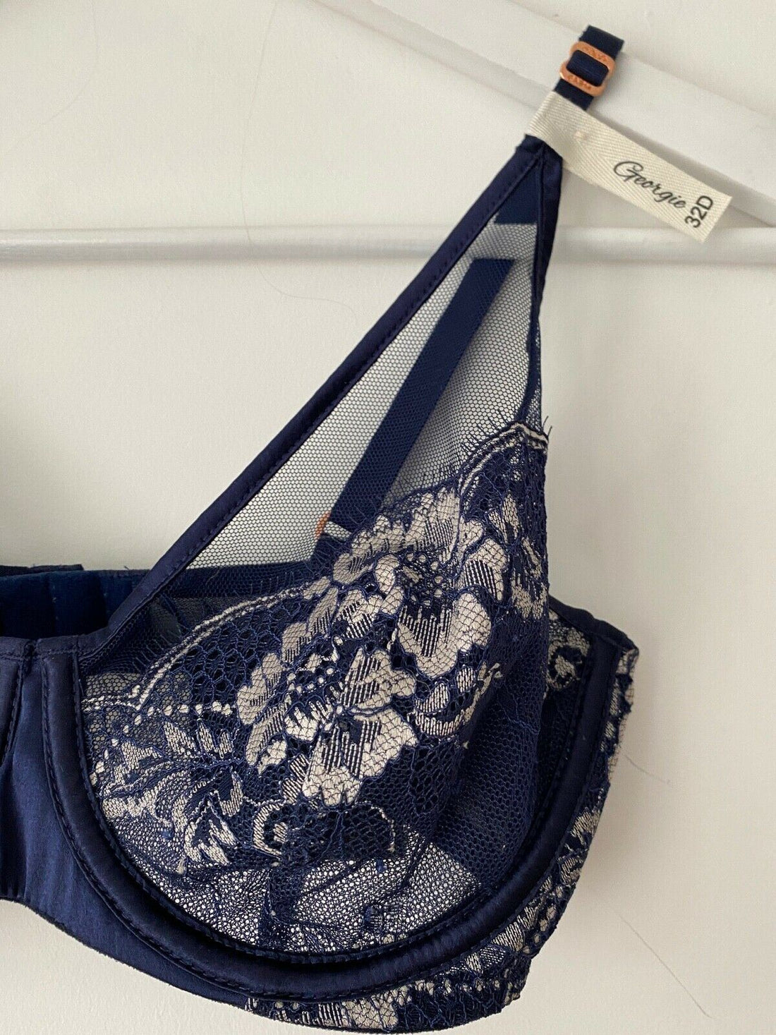 Next Georgie Lace Bra Dark Blue Size 32D RRP £22 26% Silk - BB Fashion Outlet