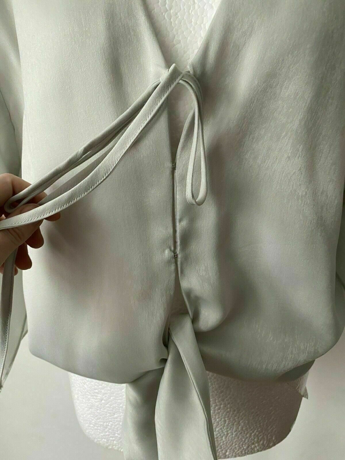River Island Kimono Wide Top Tie Front Silver Grey Split Sleeves 6, 10, 12, 16