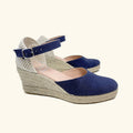 HANKS espadrilles Amorgos wedge sandals blue 100% organic cotton 3 4 5 6 7 8 - BB Fashion Outlet