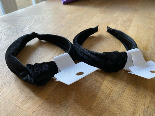 New Look 2 x Black Velvet Knot Plain Headbands