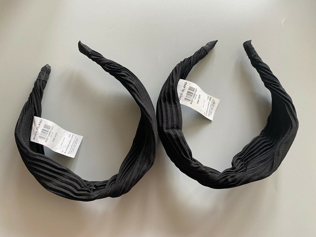 River Island x 2 Black Rib Twist Headband - BB Fashion Outlet