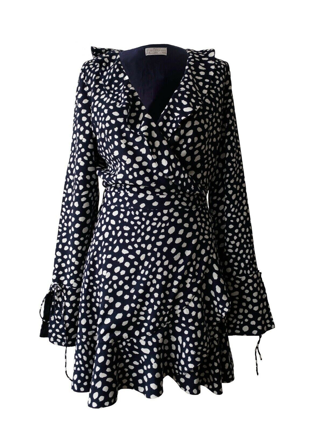 Seven Wonders Freya Wrap Dress Frill Neck Navy  Size 12 - Beagle Boutique Fashion Outlet