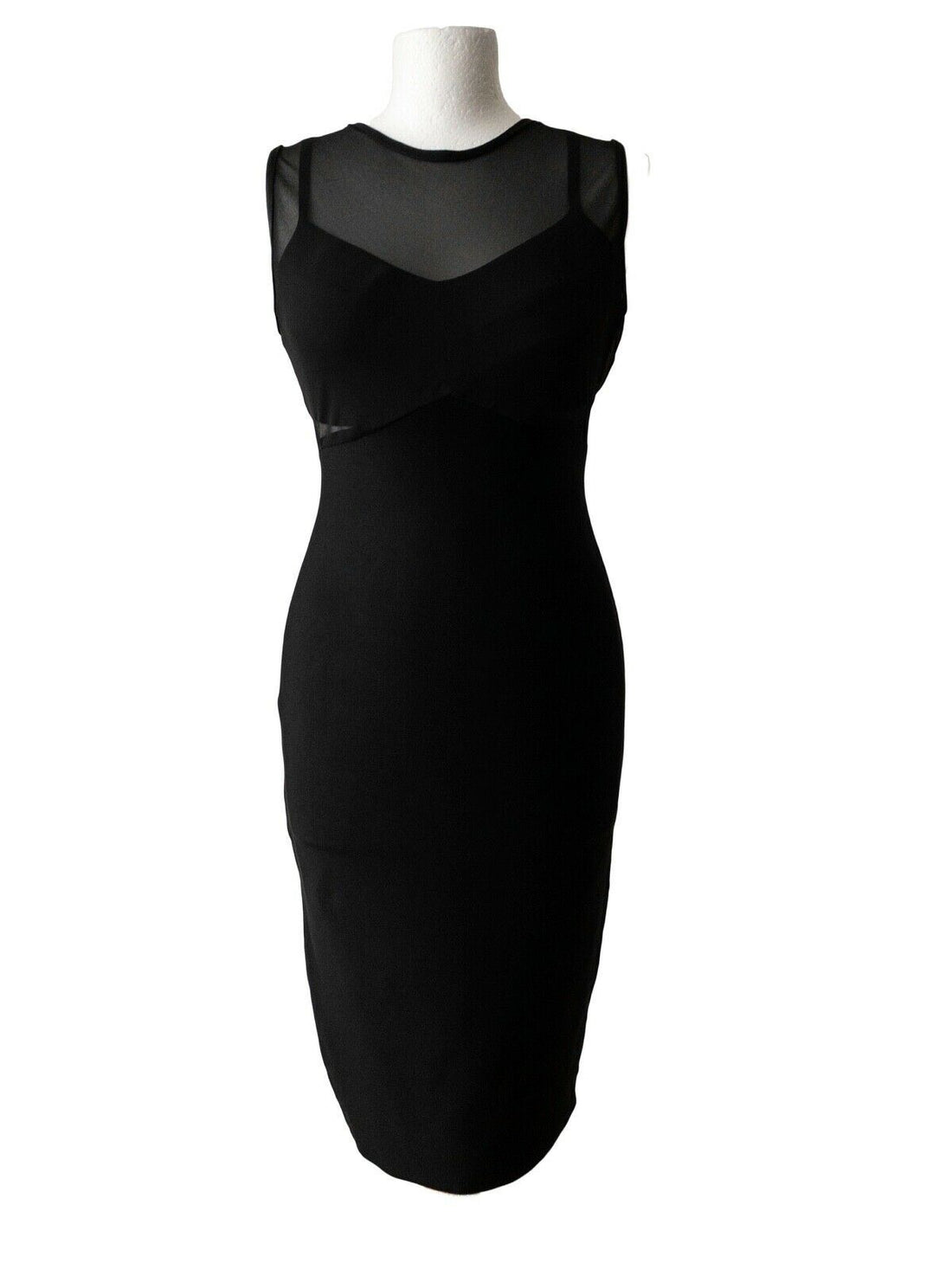 NOVO London Black Midi Dress Mesh Detail Size 8, 12 - Beagle Boutique Fashion Outlet