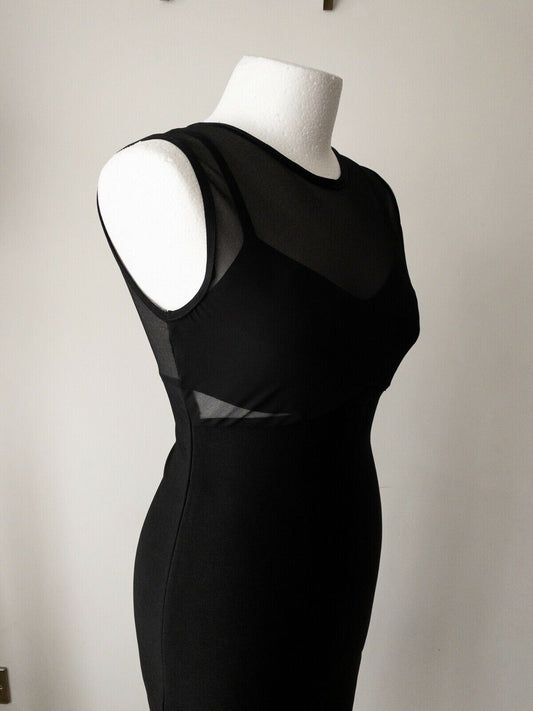 NOVO London Black Midi Dress Mesh Detail Size 8, 12