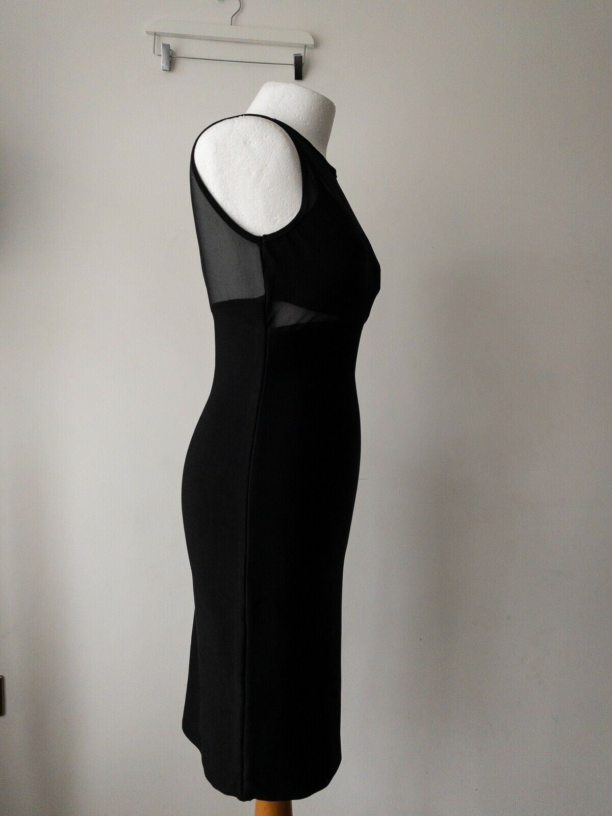 NOVO London Black Midi Dress Mesh Detail Size 8, 12 - Beagle Boutique Fashion Outlet