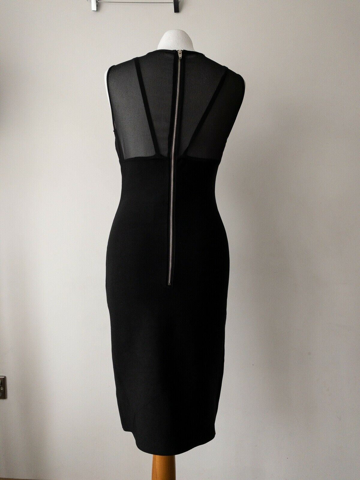 NOVO London Black Midi Dress Mesh Detail Size 8, 12 - Beagle Boutique Fashion Outlet