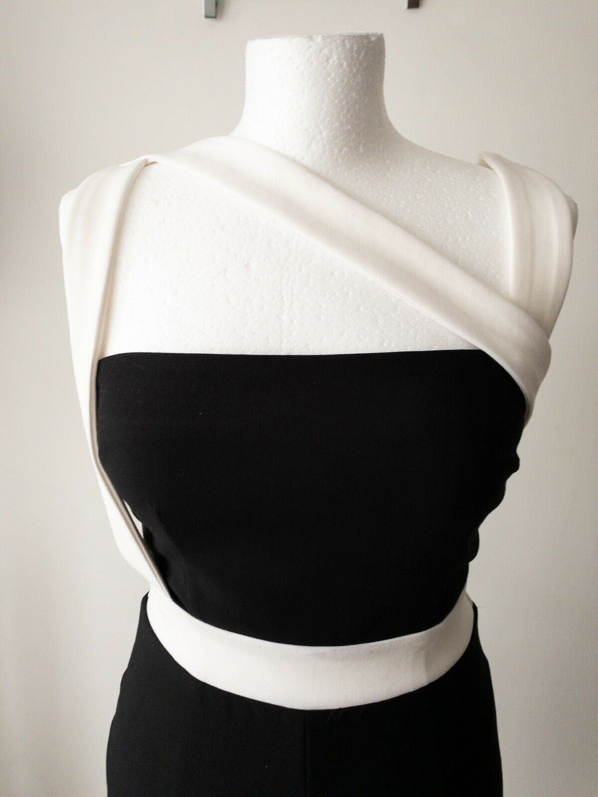 NOVO London Monochrome Cross Strap Detail Faux Layered Dress Size 8, 1