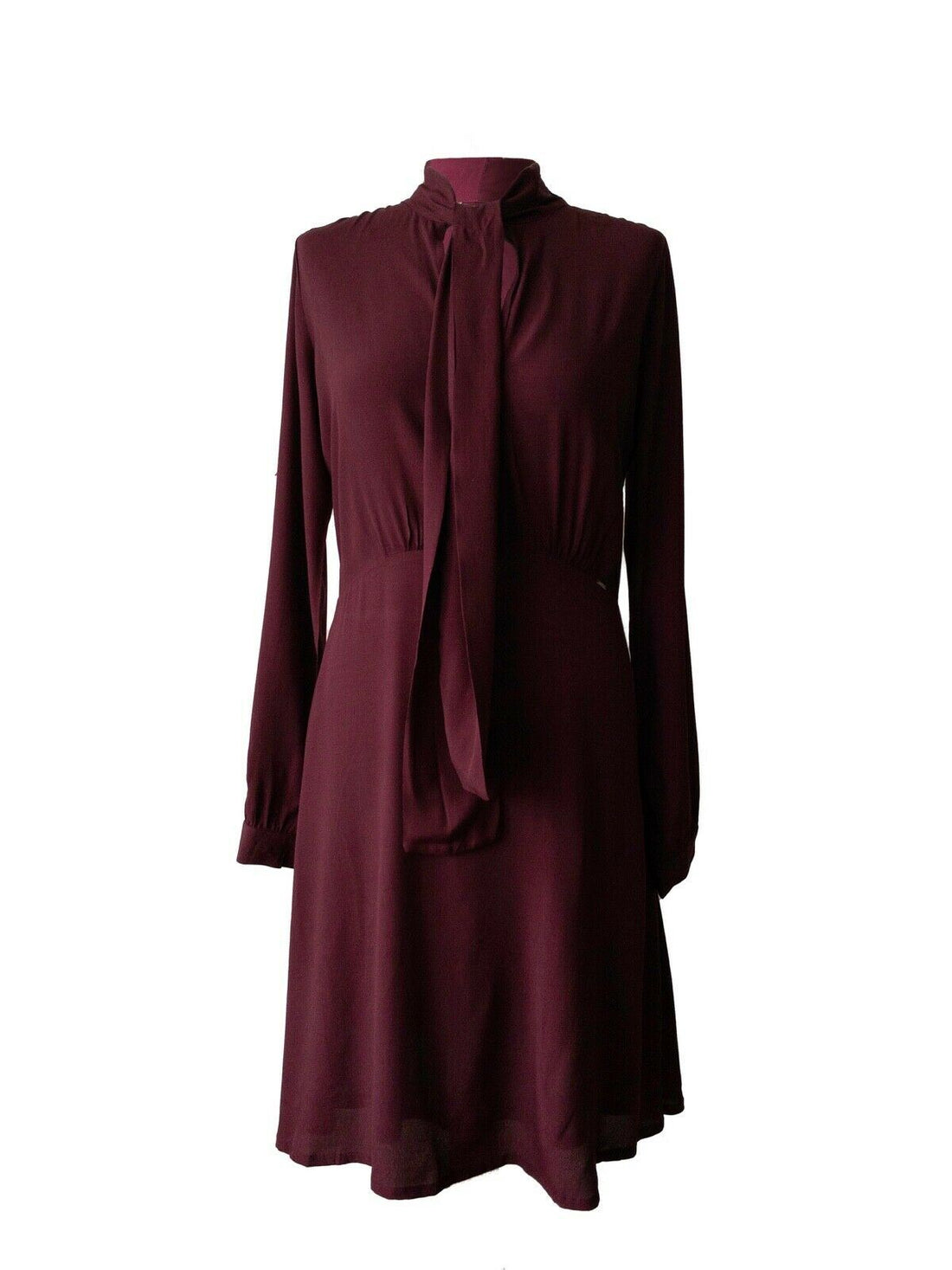 SALSA Burgundy Tie Neck Fit and Flare Dress Size 8 - BB Fashion Outlet