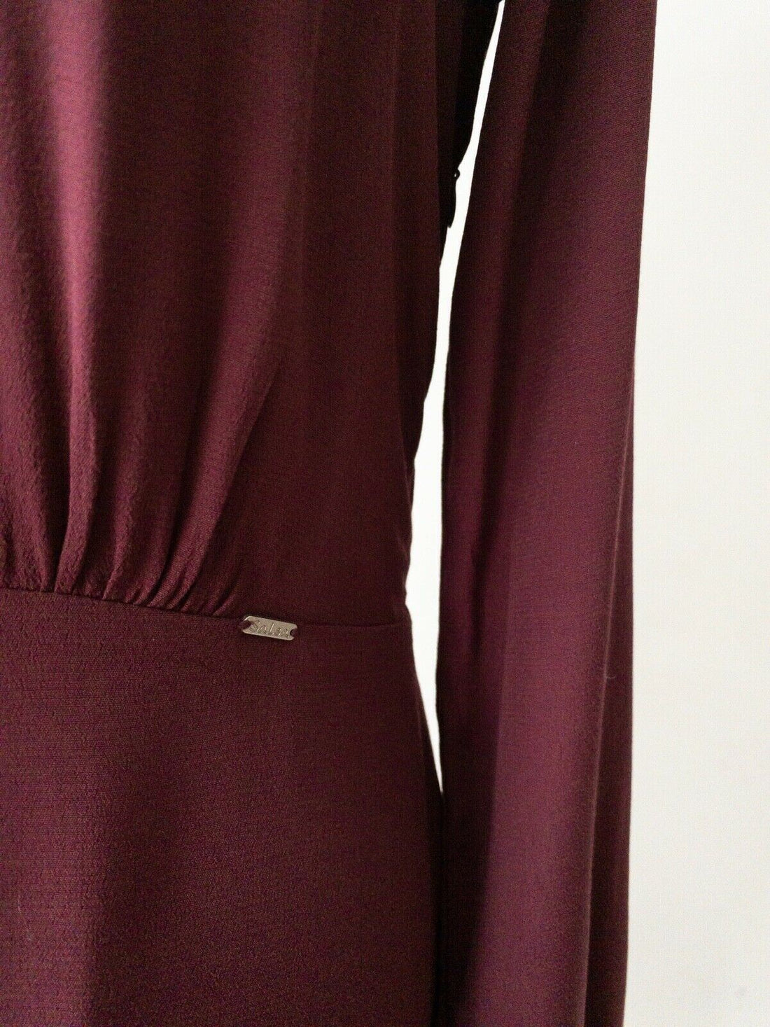 SALSA Burgundy Tie Neck Fit and Flare Dress Size 8 - BB Fashion Outlet