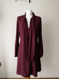 SALSA Burgundy Tie Neck Fit and Flare Dress Size 8 - BB Fashion Outlet