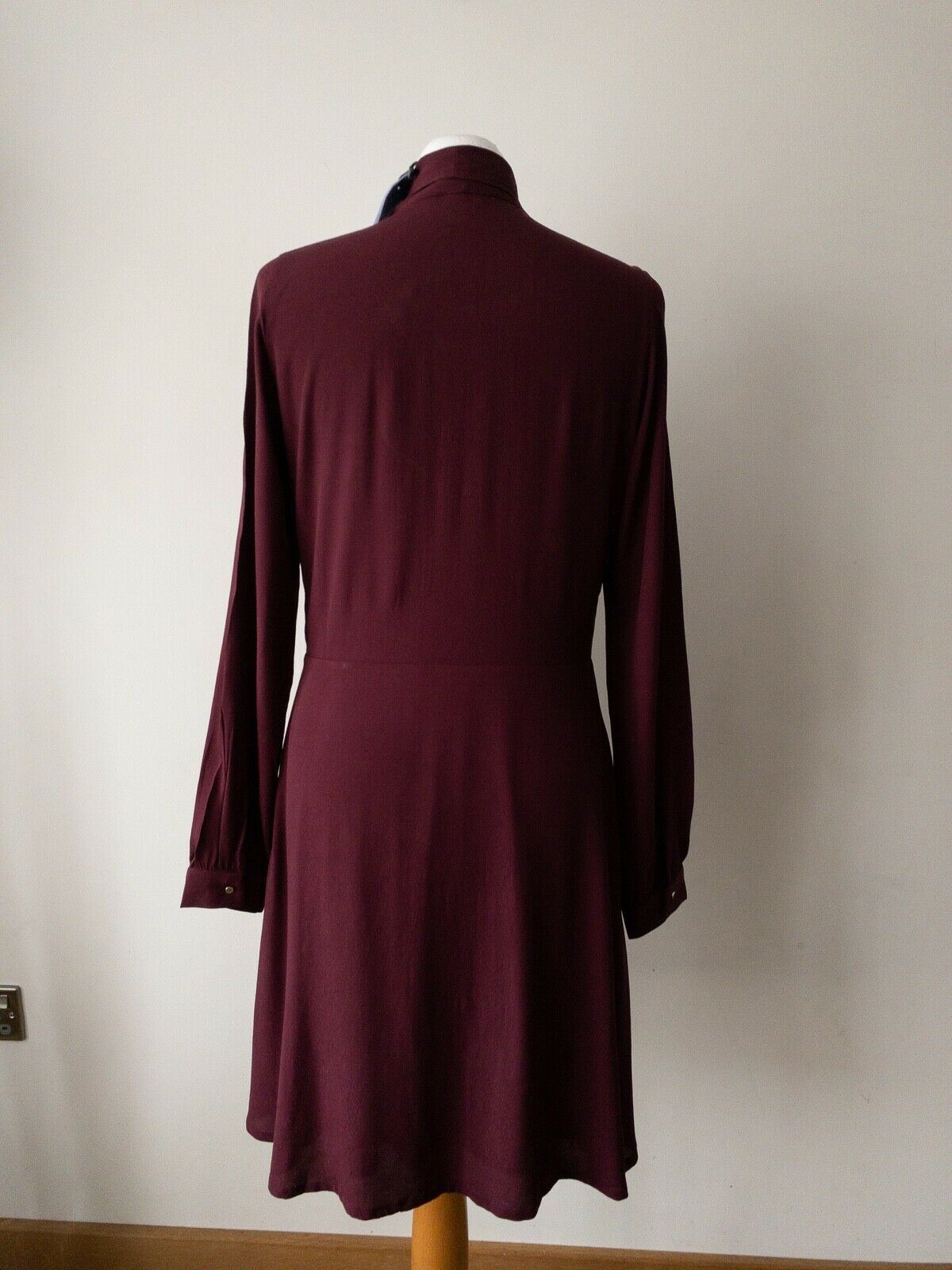 SALSA Burgundy Tie Neck Fit and Flare Dress Size 8