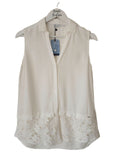 SALSA Off-White Sleeveless Blouse Crochet Detail Size 8 - BB Fashion Outlet