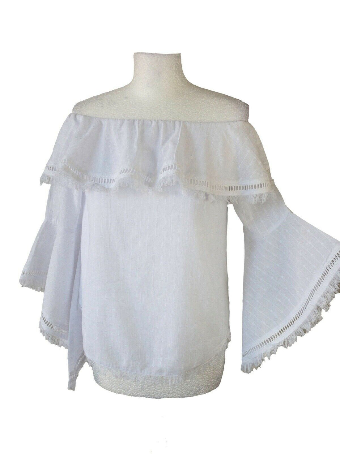 Seven Wonders White Frida Badot Top Flared Sleeves RRP £60 - Beagle Boutique Fashion Outlet