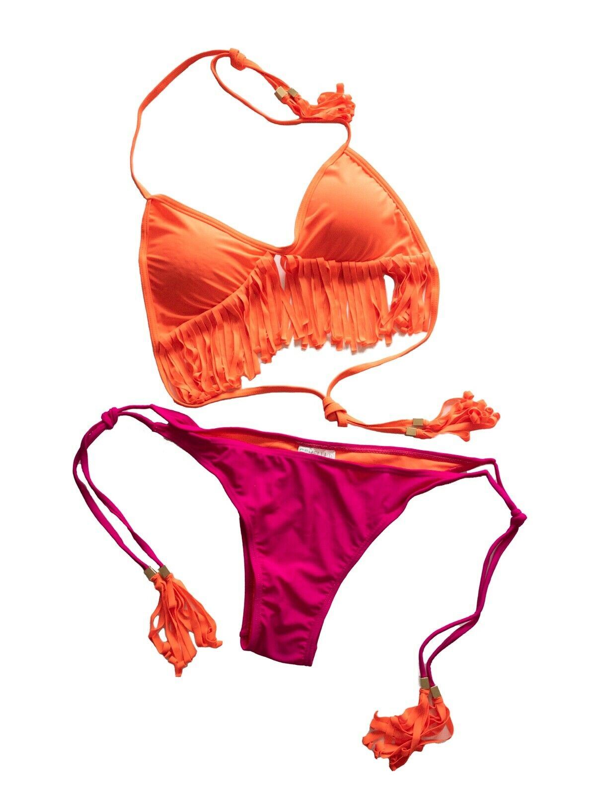 Gemelli Neon Fringe Bikini Set S 8, M 10, L 12 UK