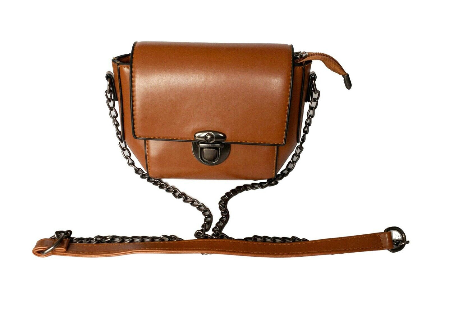 Small Faux Leather Tan Handbag Chain Shoulder Strap