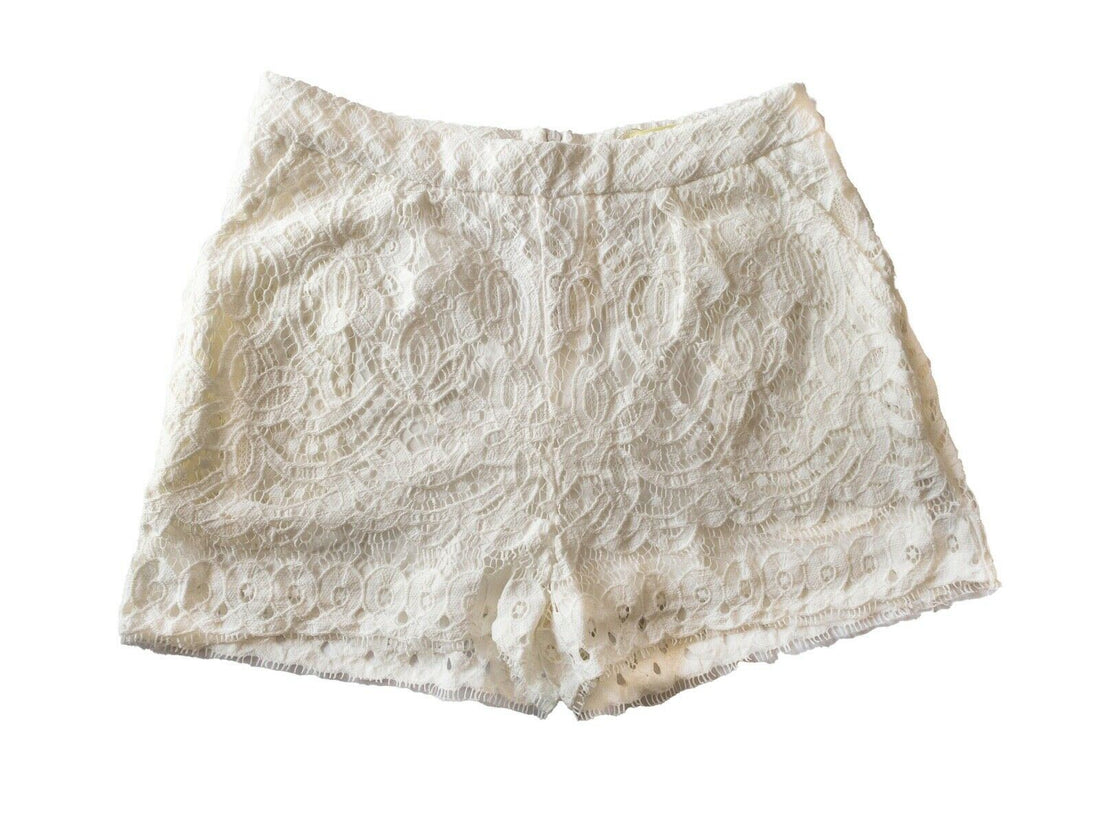 Love & Other Things White Crochet Layered Shorts Size 10 UK - BB Fashion Outlet