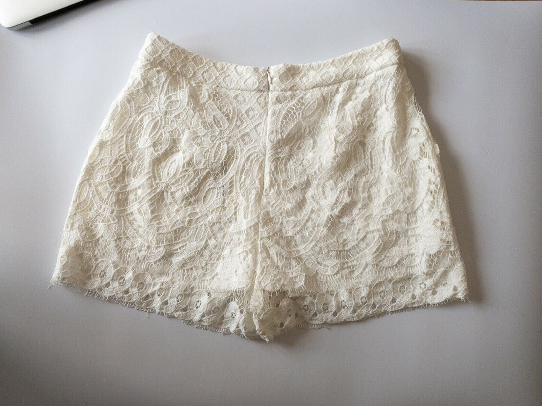 Love & Other Things White Crochet Layered Shorts Size 10 UK - BB Fashion Outlet