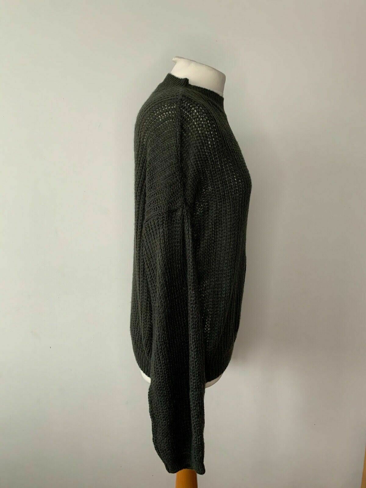 SHEIN Drop Shoulder Lantern Sleeve Dark Grey Sweater Size S 8 Knit Jumper