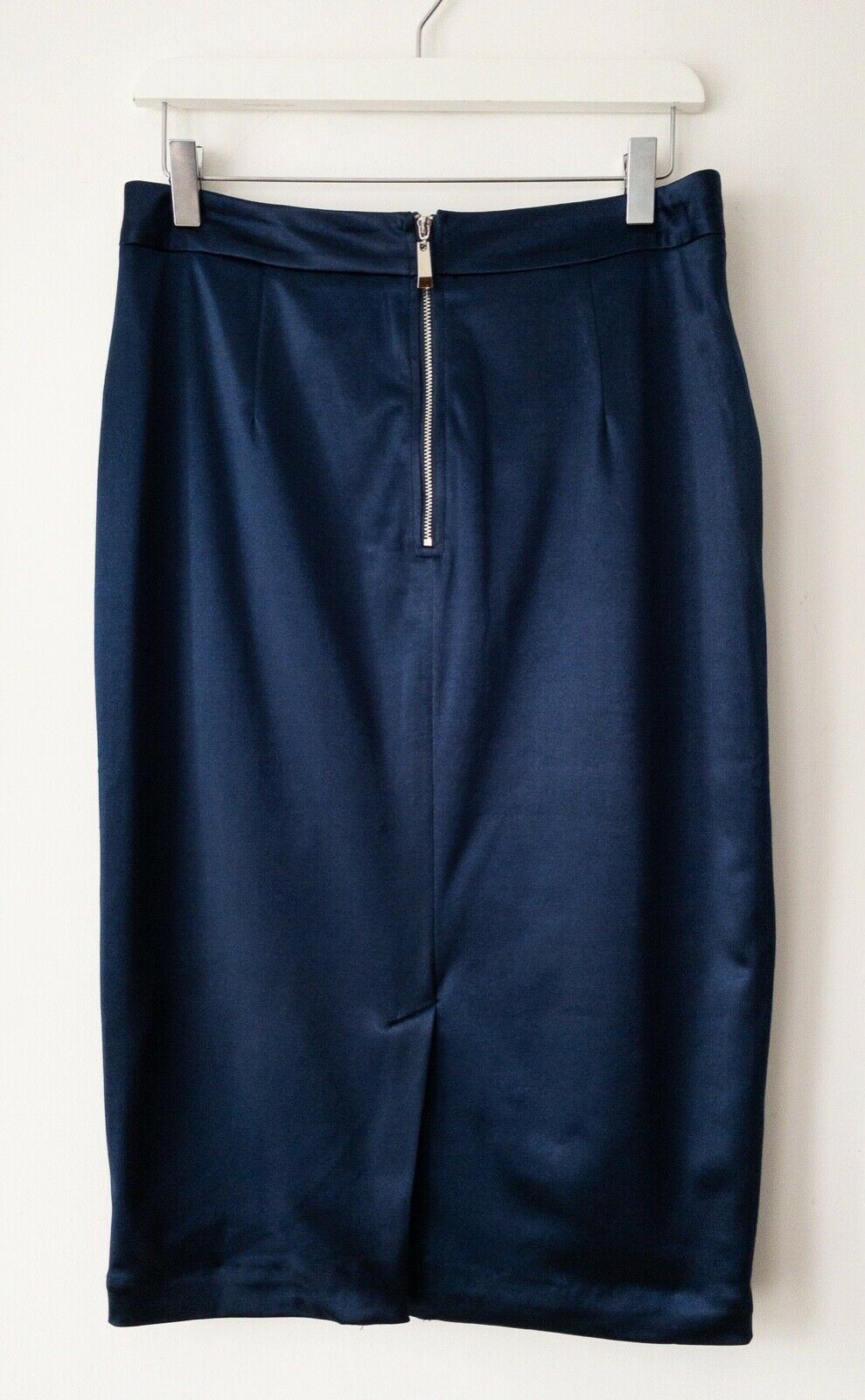 Runaway The Label Blue Satin Type Midi Skirt Size L 12