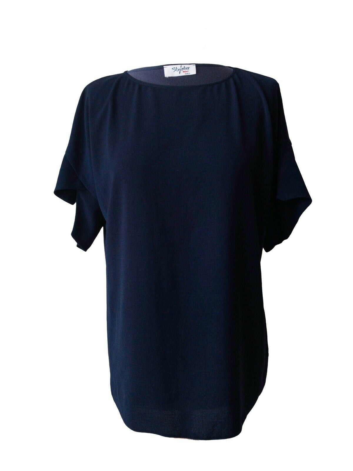 Dark Blue Contrast Material Top Tee Size M