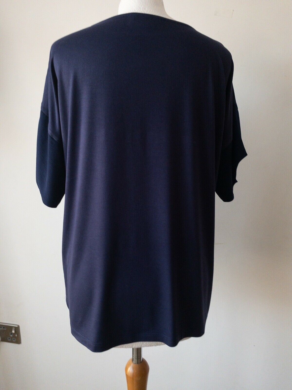Dark Blue Contrast Material Top Tee Size M