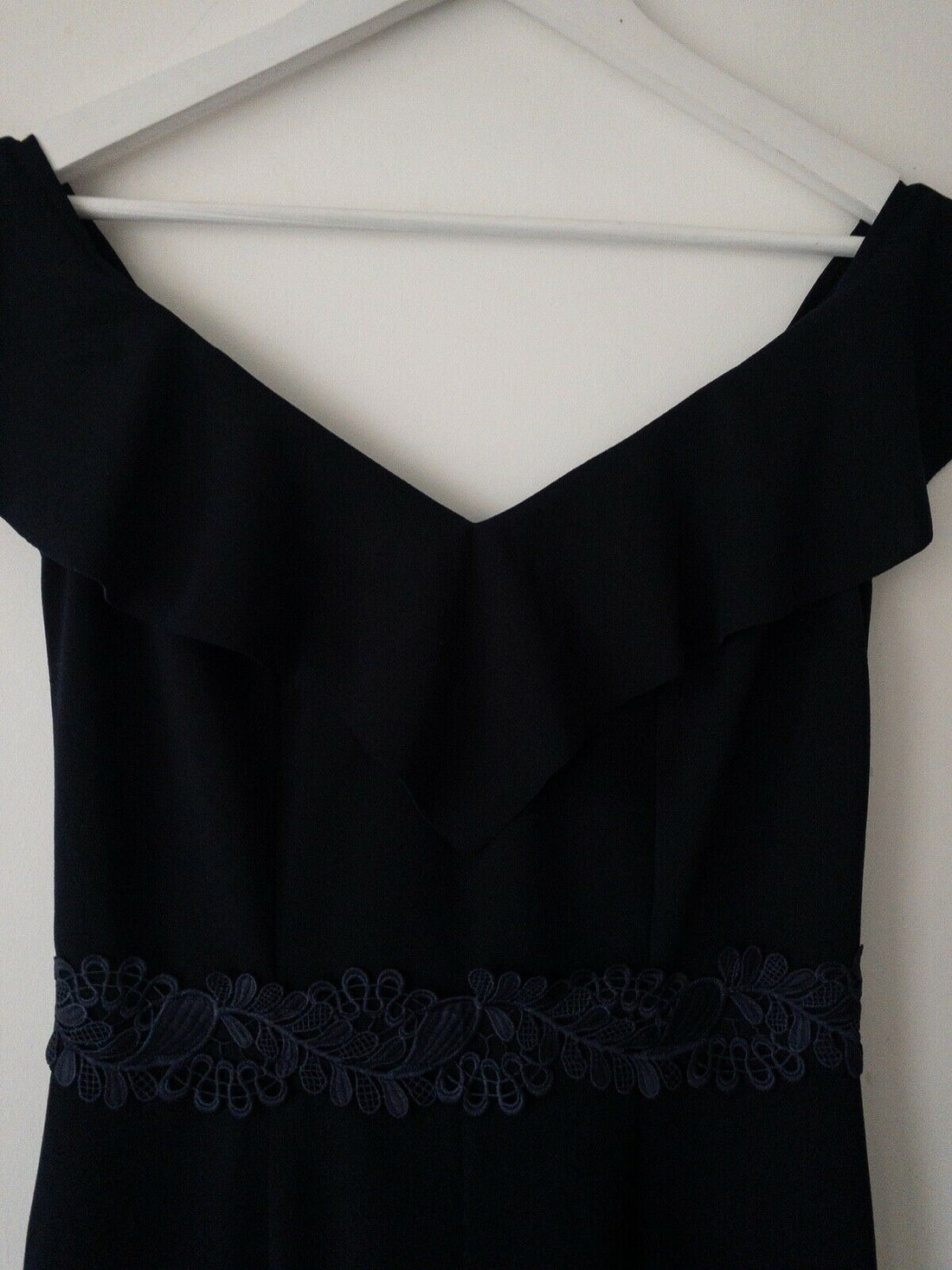 Navy Blue Jumpsuit DAMAGED Crochet Detail Size 10 UK - Beagle Boutique Fashion Outlet