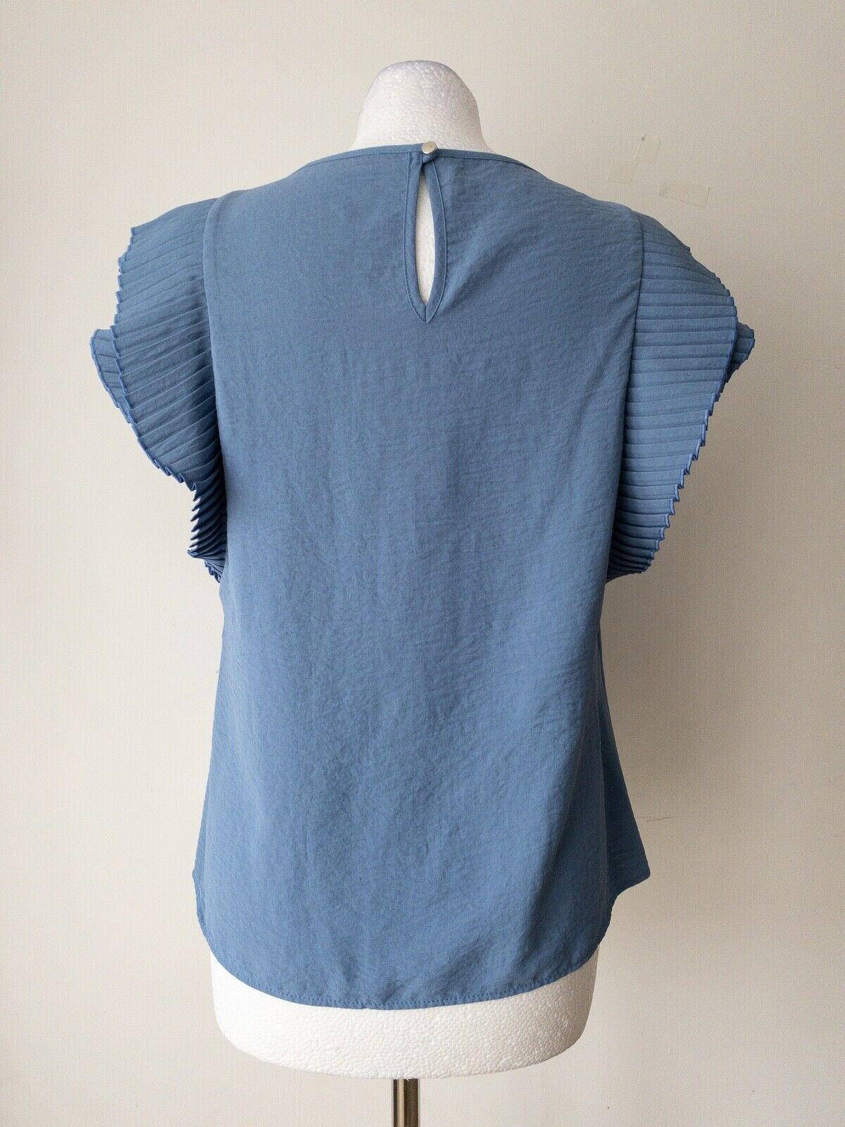Corn Blue Pin-tuck Fanned Sleeves Blouse Size 10 / 12