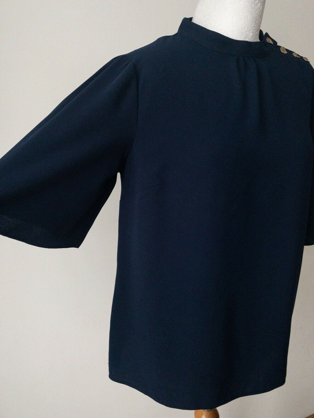 Navy Blouse Button Detail Size 10 - Beagle Boutique Fashion Outlet