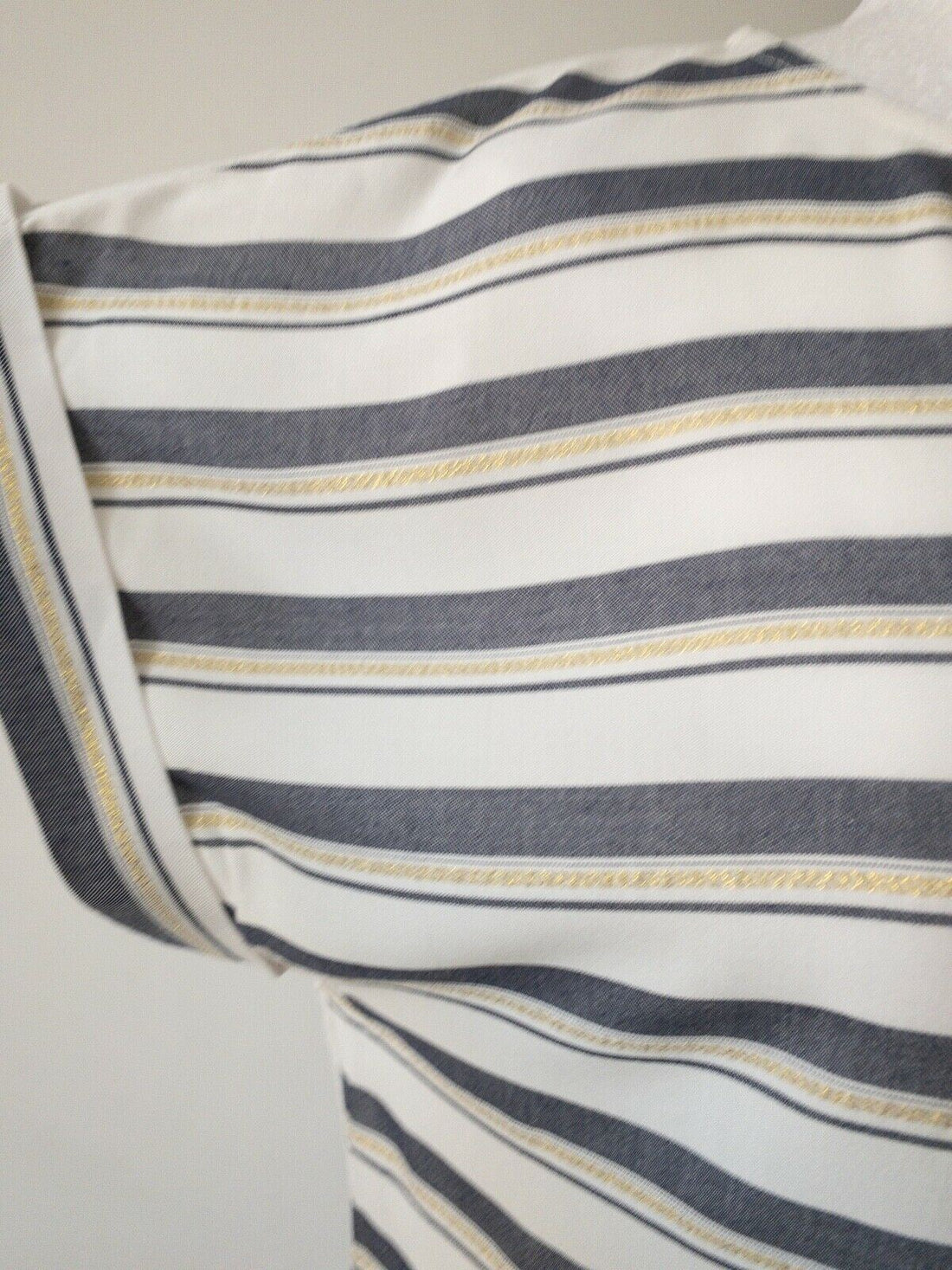 Contrast T-Shirt Striped Front Solid Back Size 10 Metallic Thread - Beagle Boutique Fashion Outlet