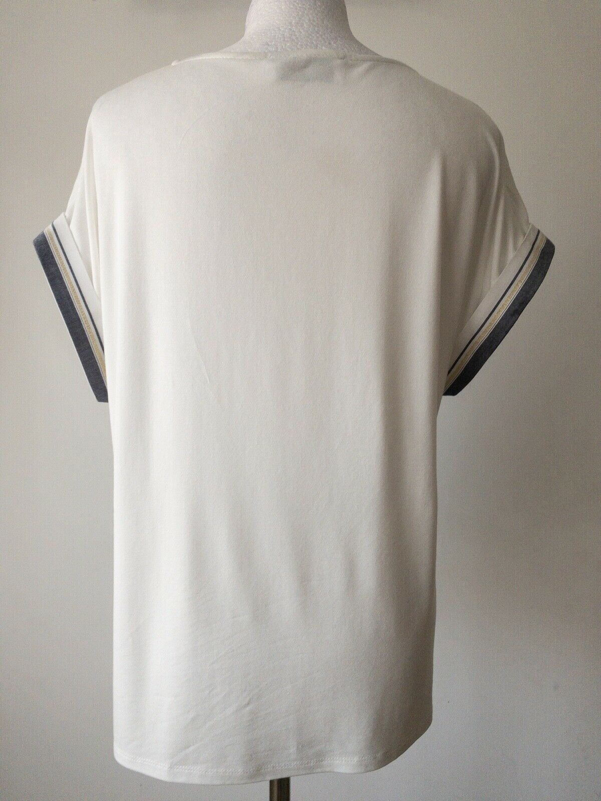 Contrast T-Shirt Striped Front Solid Back Size 10 Metallic Thread