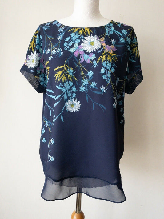 Blue Floral contrast T-Shirt Size 10