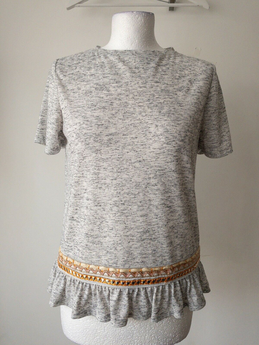 Styletex Grey Top Size 10 Metallic Embroidered - Beagle Boutique Fashion Outlet