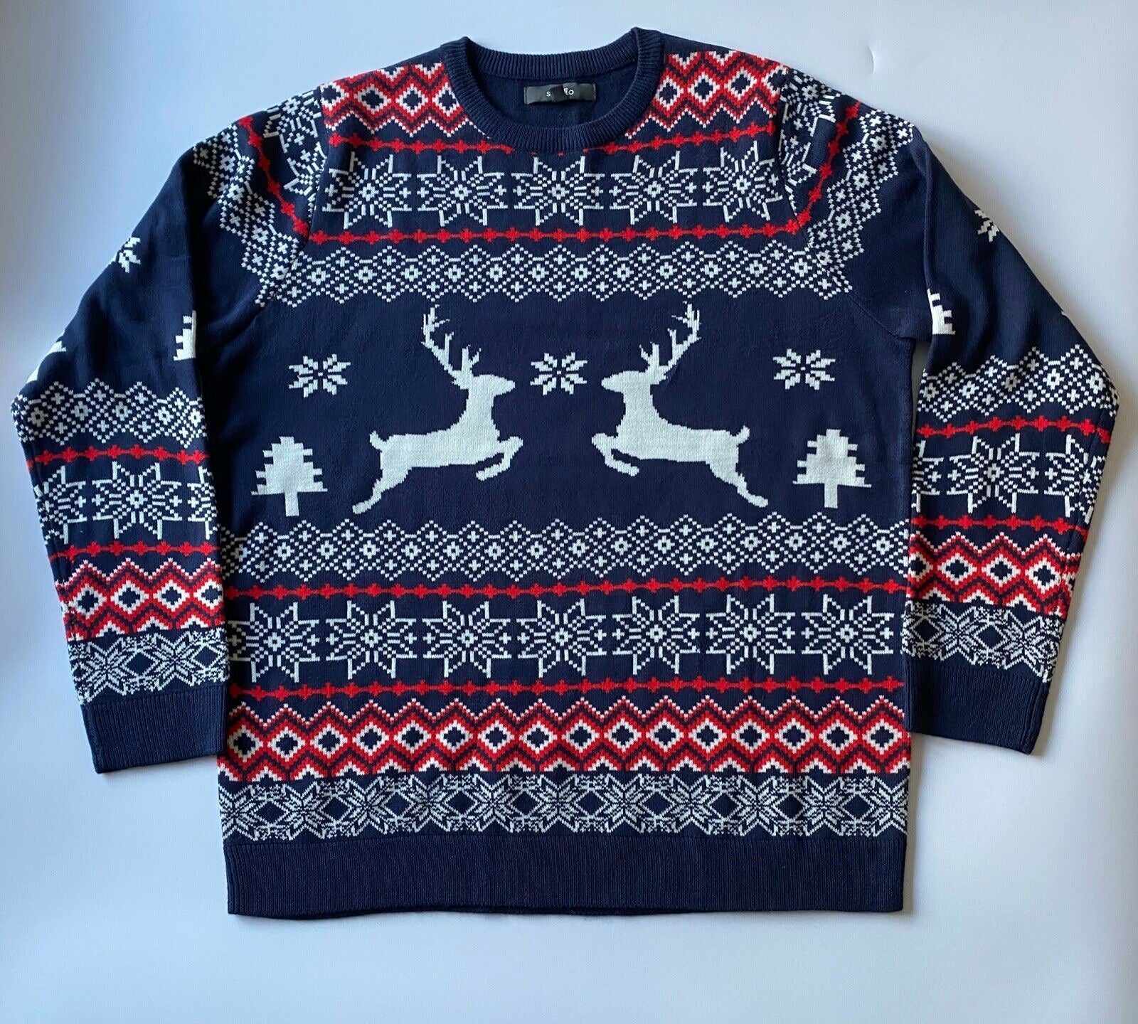 Women's Studio Christmas Jumper Blue or Red Sizes 8 / 10 and 12 / 14 - Beagle Boutique Fashion Outlet