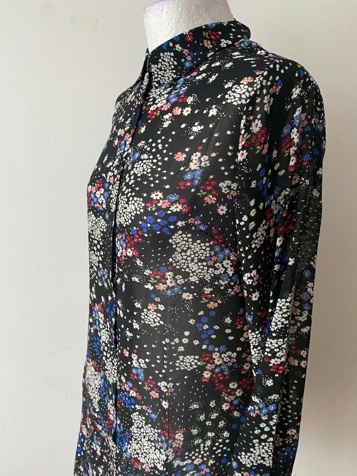 Studio Longline Chiffon Blouse Black Ditsy Print - Beagle Boutique Fashion Outlet