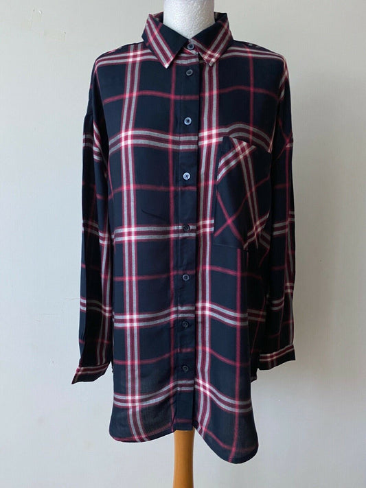 Studio Long Sleeve Check Shirt Sizes 12 / 14 - 16 / 18 Colours Navy, Wht or Pink