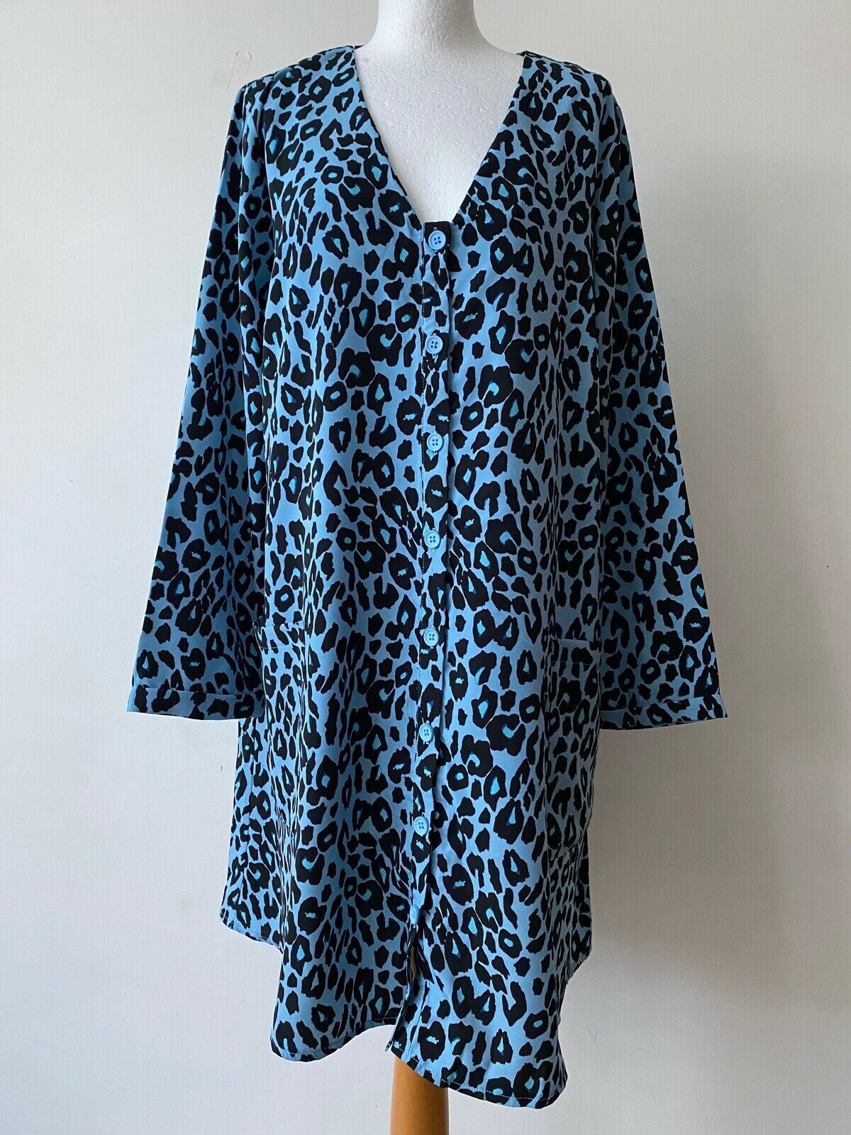 Studio Smock Dress Button Down Long Sleeve Sizes 12, 16 Black or Blue - Beagle Boutique Fashion Outlet