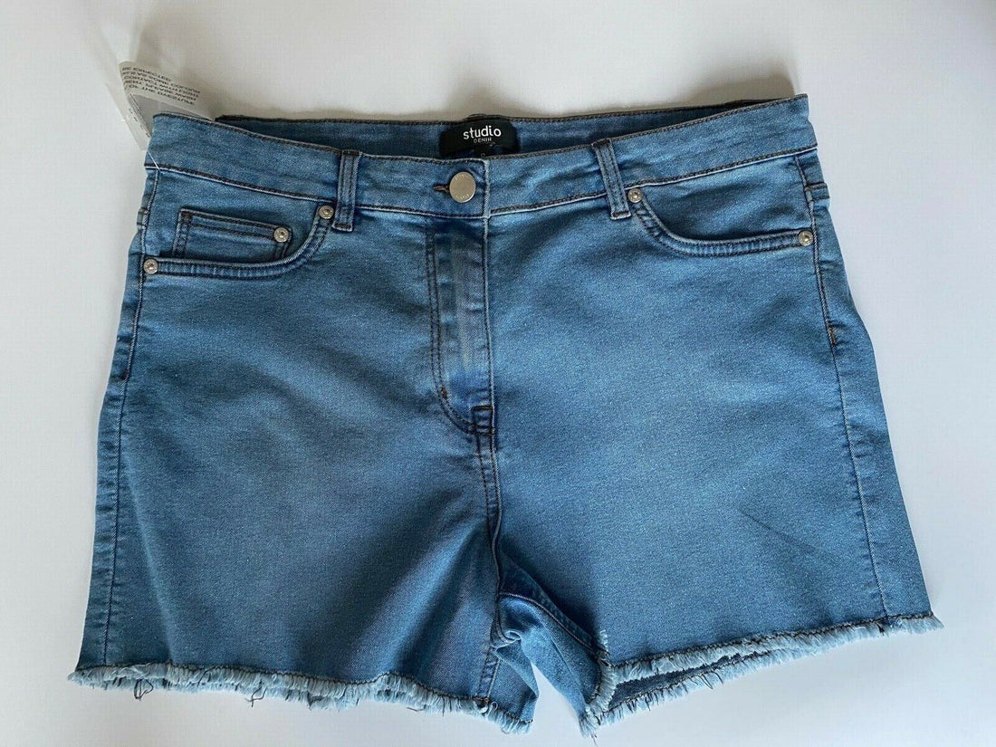 Studio Ripped Denim Short Blue Size 12, 14 UK - BB Fashion Outlet