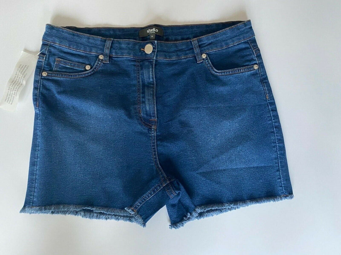 Studio Ripped Denim Short Blue Size 12, 14 UK - BB Fashion Outlet