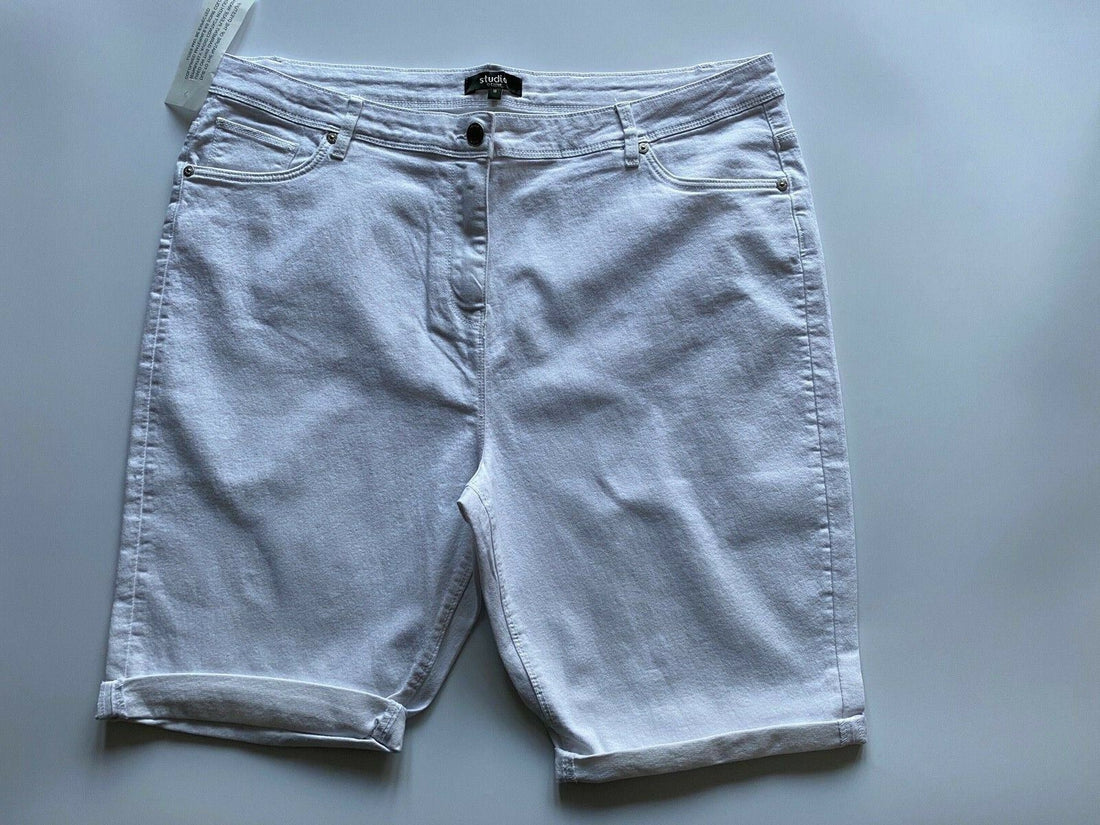 Studio Longline Denim Short Blue, White, Pink, Yellow 10, 14, 16, 18, 20 UK - BB Fashion Outlet