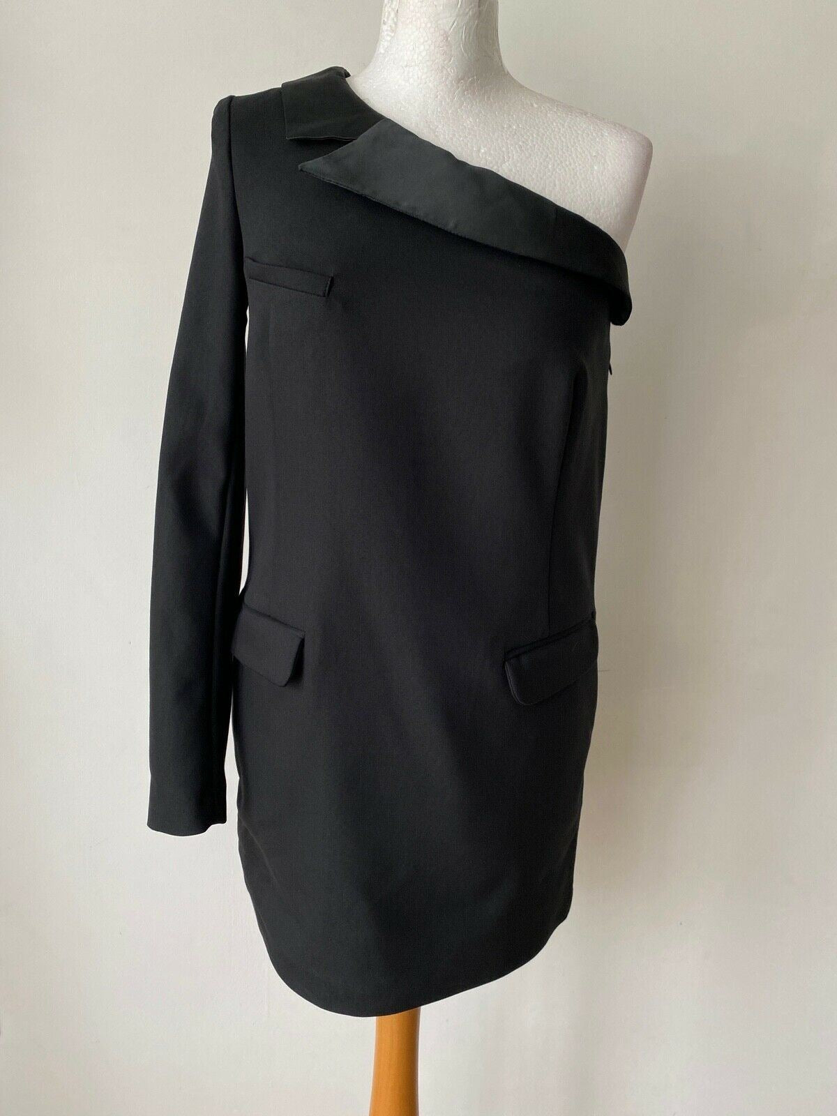 La Redoute Madam Wanda Nylon Black Tailored One Shoulder Dress Size 10
