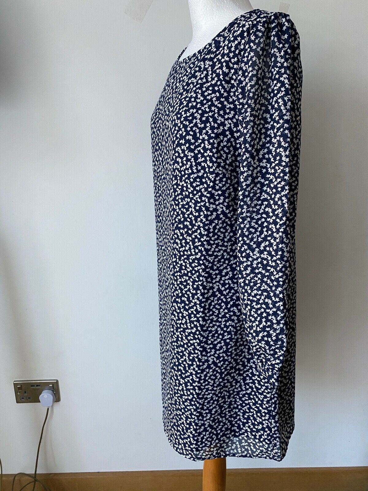 VERY Navy Blue White Ditsy Floral Layered Dress Size 14