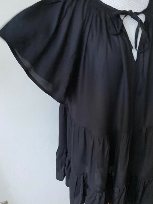 VERY Black Smock Tiered Dress Size 10 - BB Fashion Outlet