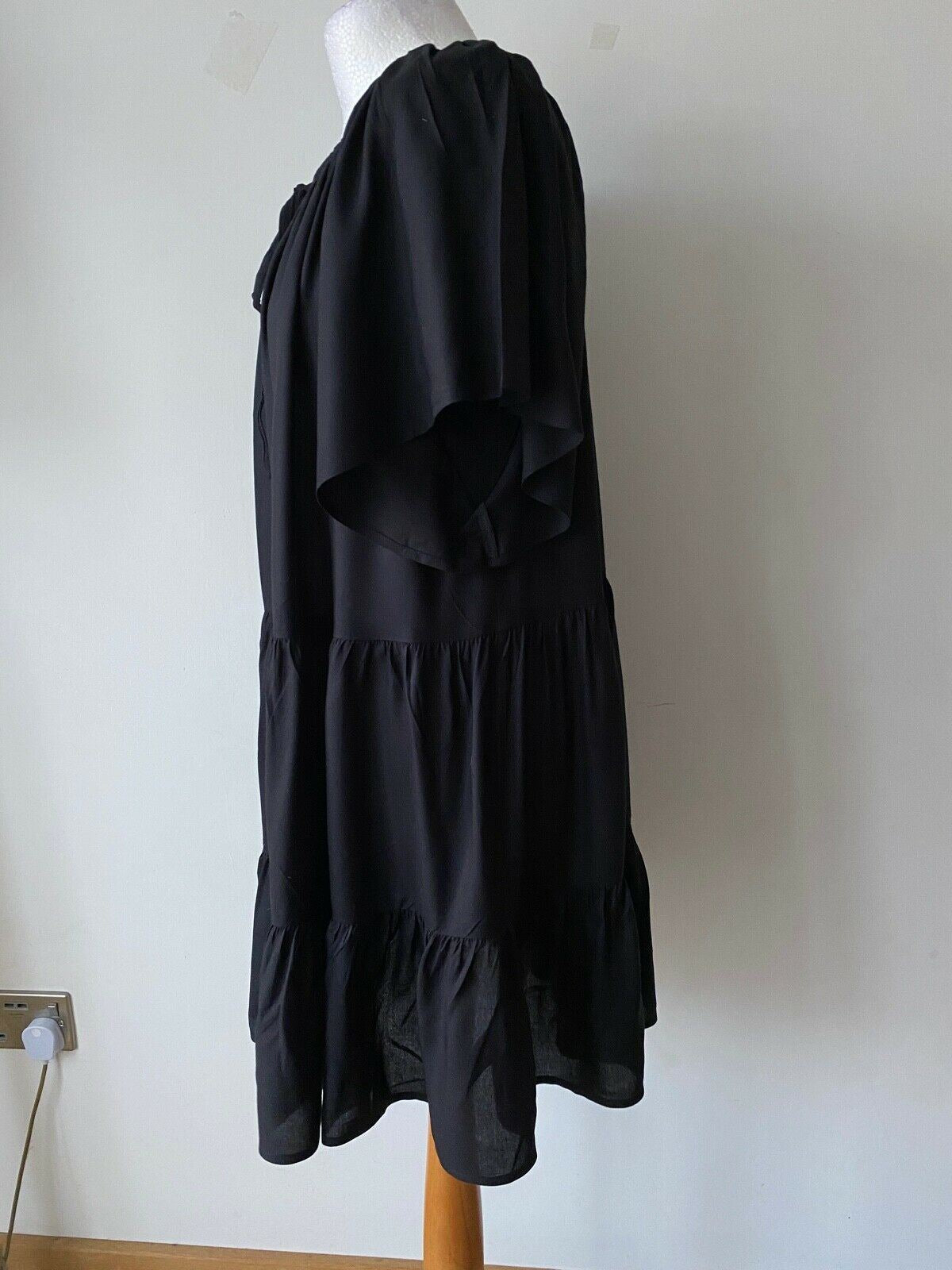 VERY Black Smock Tiered Dress Size 10 - BB Fashion Outlet