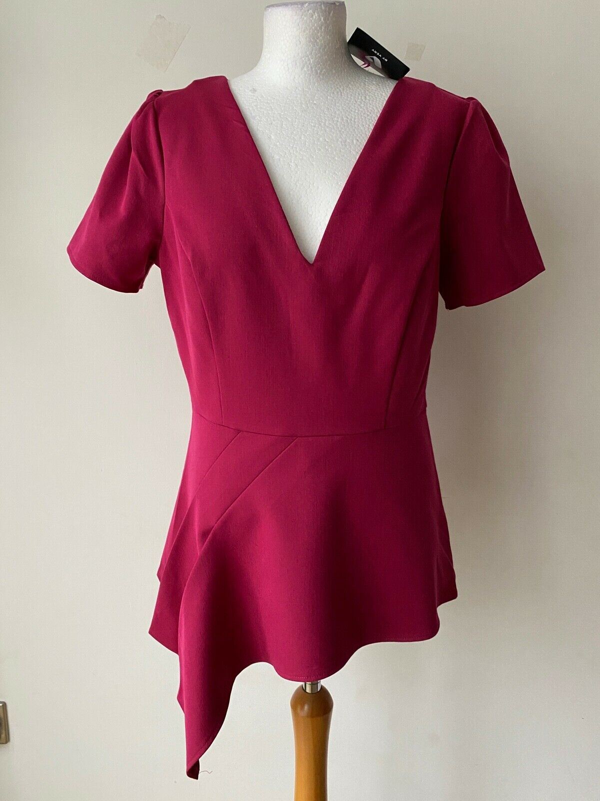 VERY Asymmetric V-Neck Top Black or Pink Sizes; 10, 12 - Beagle Boutique Fashion Outlet