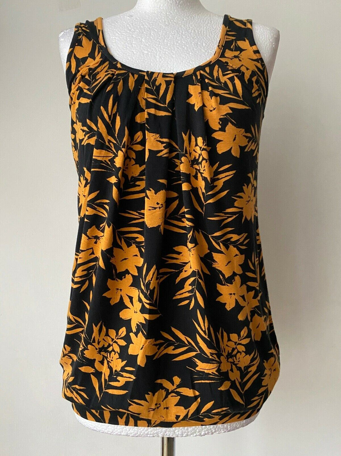 VERY Black Orange Floral Vest Top Bubble Hem Sizes: 8 - Beagle Boutique Fashion Outlet