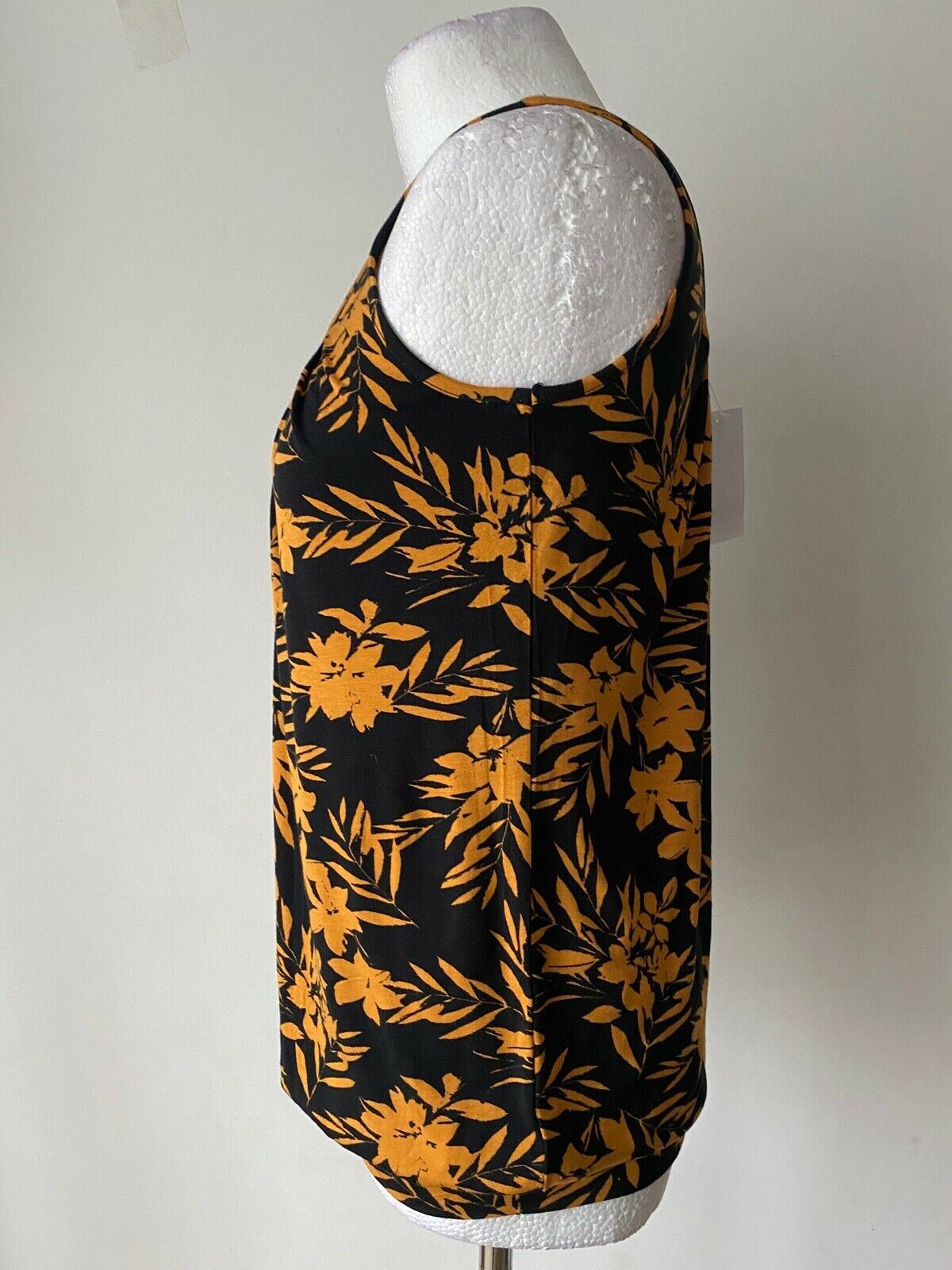 VERY Black Orange Floral Vest Top Bubble Hem Sizes: 8 - Beagle Boutique Fashion Outlet