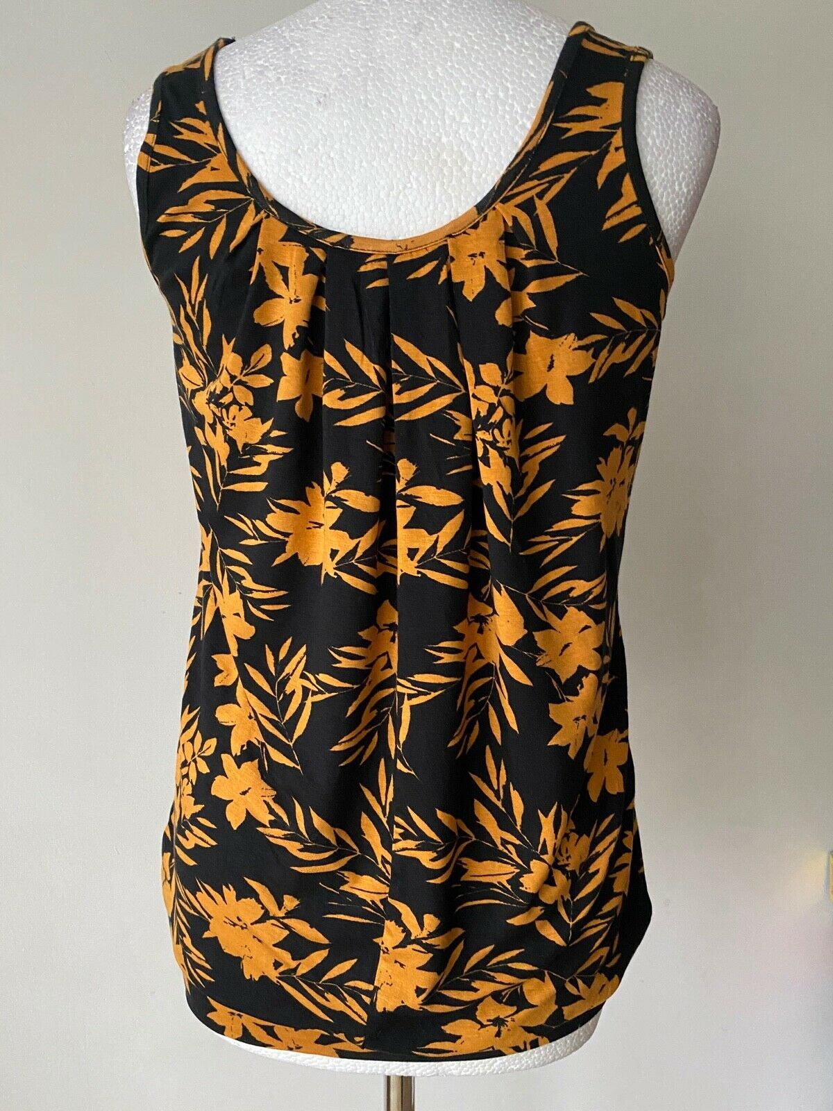 VERY Black Orange Floral Vest Top Bubble Hem Sizes: 8 - Beagle Boutique Fashion Outlet